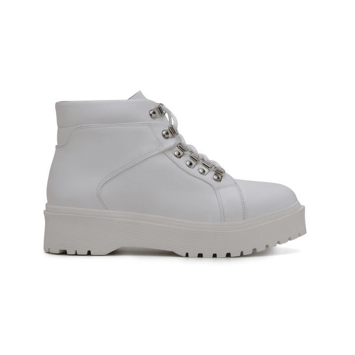 'Gen' vegan leather lace-up boot by Zette Shoes - white