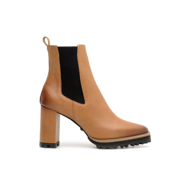 'Blake' vegan leather chelsea with high heel by Zette Shoes - tan