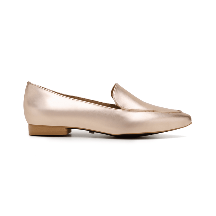 'Erin' vegan slipper flat by Zette Shoes - metallic apricot