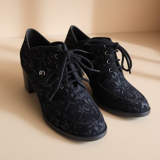 Women's mid-heel lace-up oxford in black, size EU 37