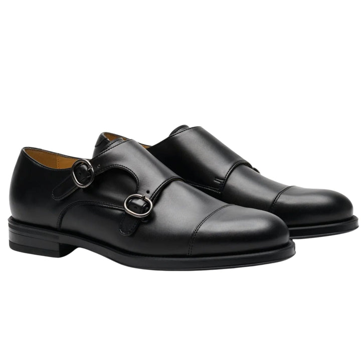 Double-strap monk shoe for men by Solari Milano - black or brown