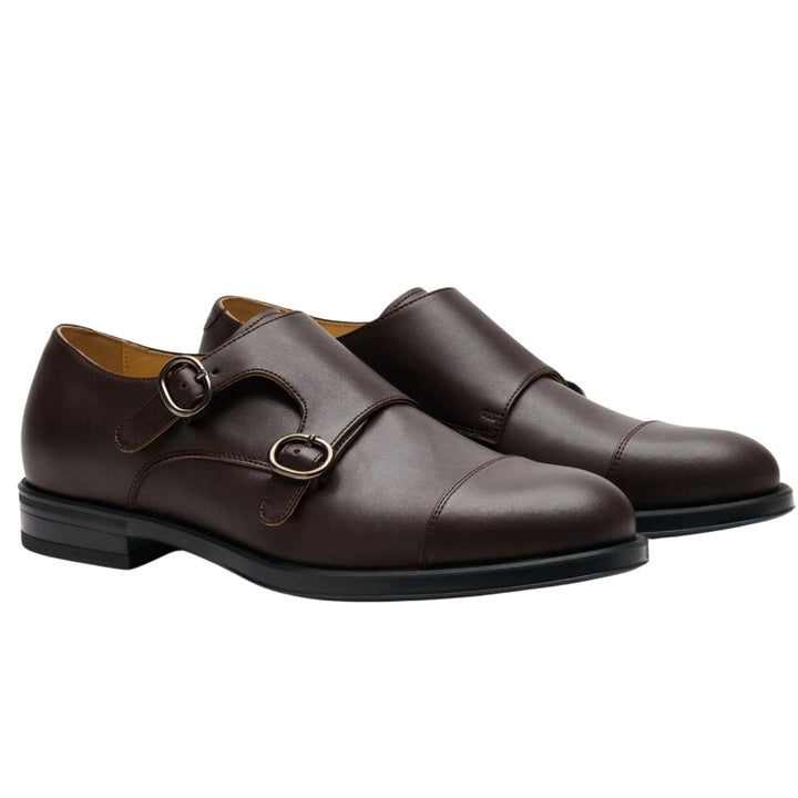 Double-strap monk shoe for men by Solari Milano - black or brown