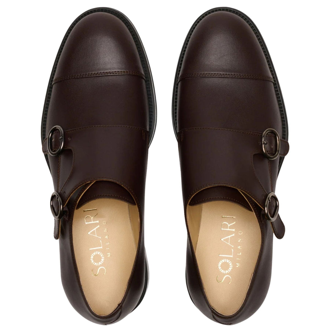 Double-strap monk shoe for men by Solari Milano - black or brown