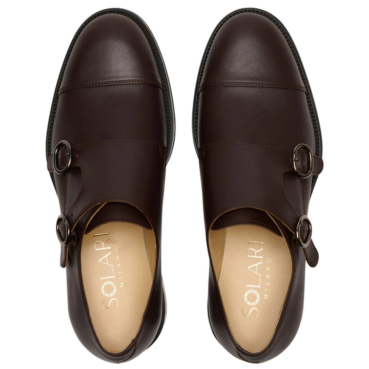 Double-strap monk shoe for men by Solari Milano - black or brown