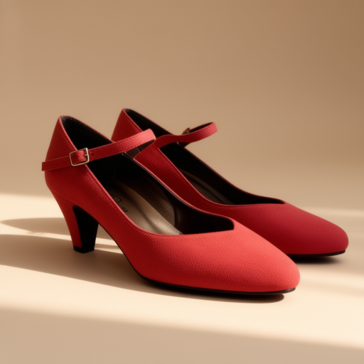 Women's low heel mary-janes, red suede finish, EU 37