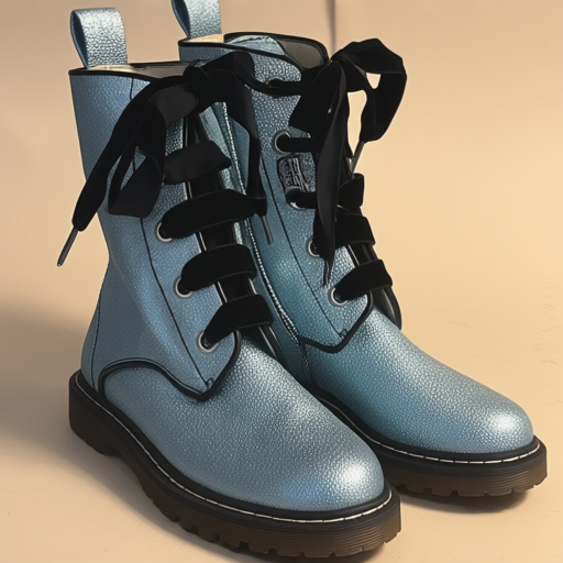 Women's light blue, lace-up combat boots, size EU 37