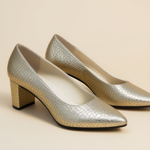 Women's platinum mid-heels, size EU 37