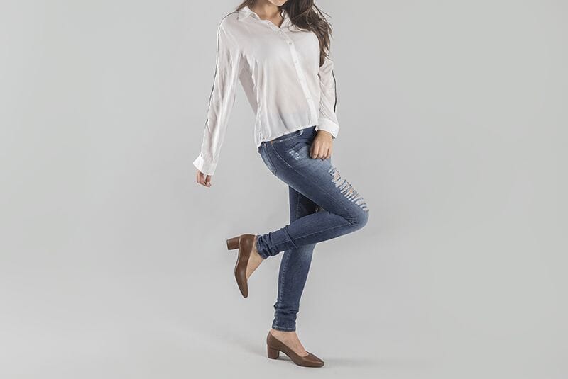 'Bianca' vegan women's heel by Ahimsa - cognac