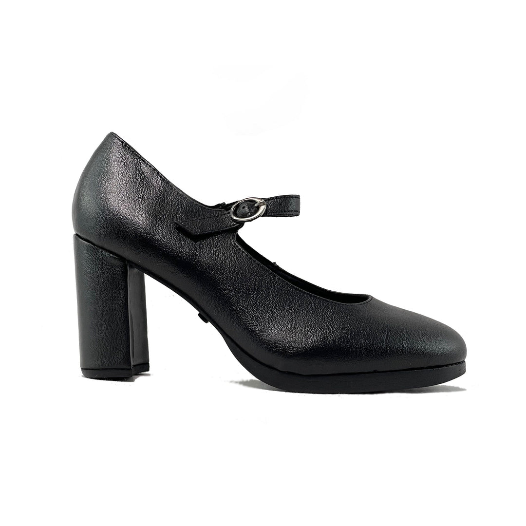 'Charlotte' vegan high-heeled Mary-Jane by Zette Shoes - matte black