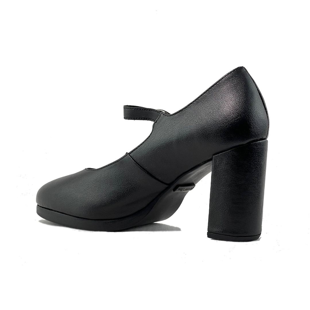 'Charlotte' vegan high-heeled Mary-Jane by Zette Shoes - matte black