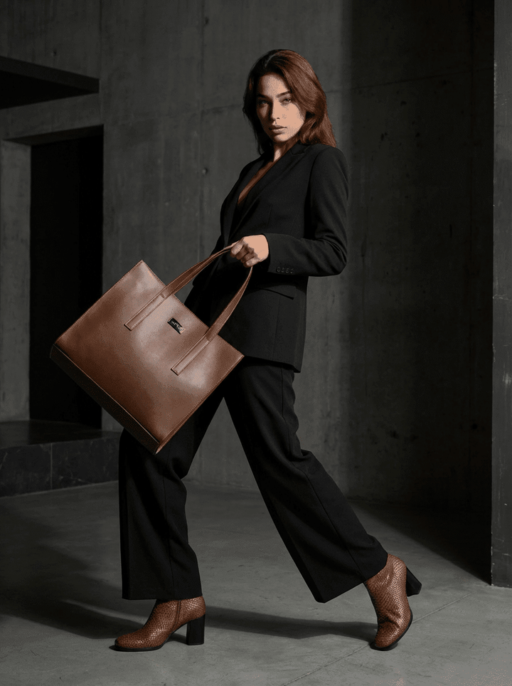 'Henrietta' classic tote bag by Zette -  cognac