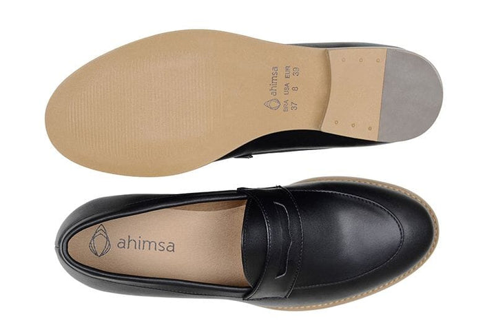 'Irene' EEE Women's Vegan Loafers By Ahimsa - black