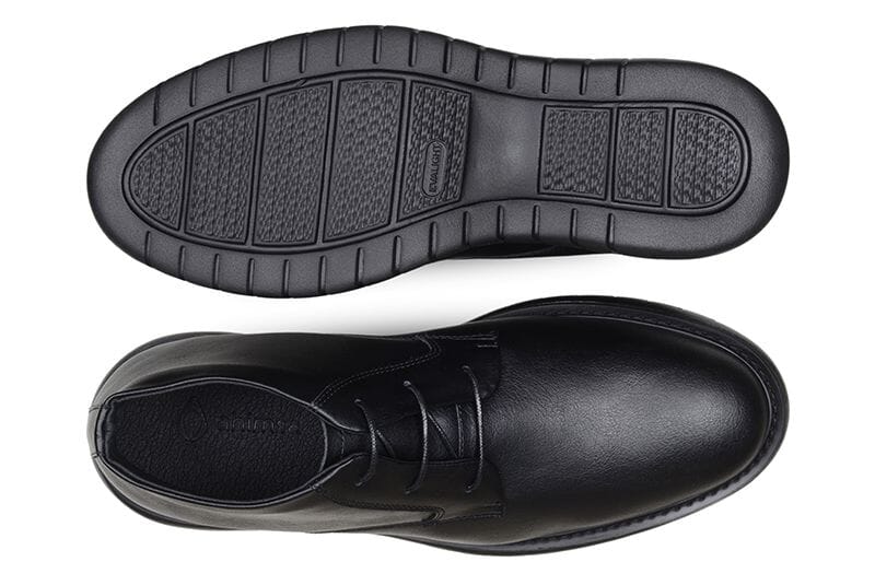 'Liam' men's wide-fit EEE vegan-leather shoe by Ahimsa - black