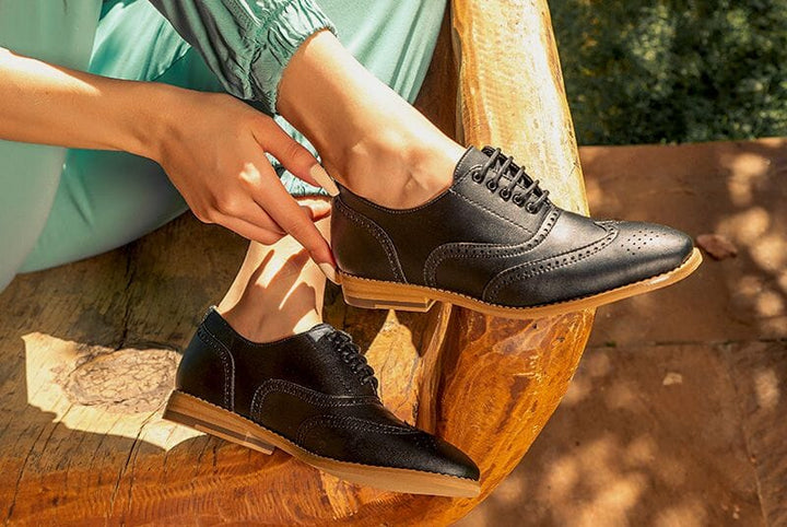 'Elena' Women's Vegan Oxfords by Ahimsa - Black