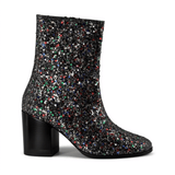 'Menos' vegan mid-calf boot by Zette Shoes - silver glitter