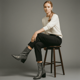 'Menos' vegan mid-calf boot by Zette Shoes - silver glitter