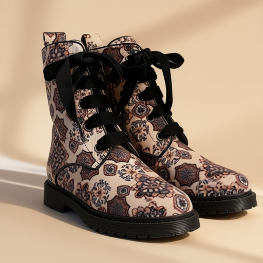 Women's textile lace-up combat boots, size EU 37