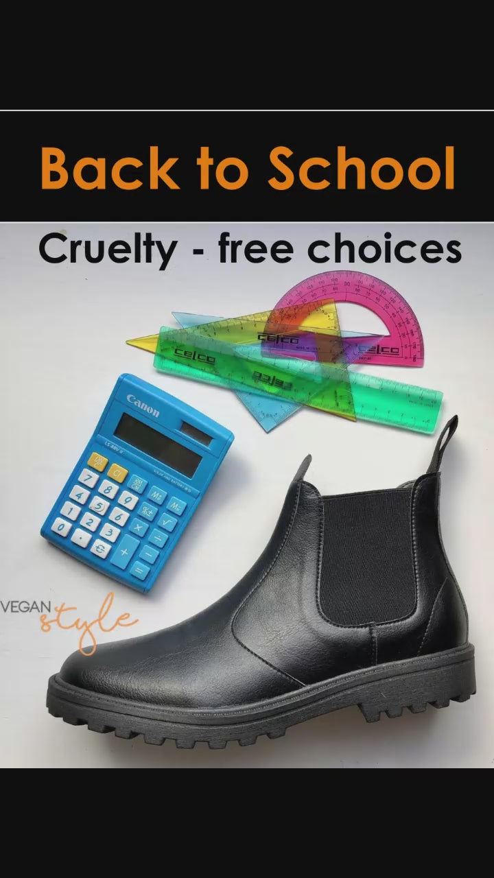 Chelsea boot - vegan school shoe by Vegan Style - black