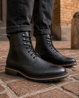 'Robert' vegan men's lace-up boots by Ahimsa - black