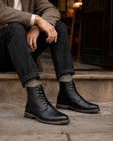 'Robert' vegan men's lace-up boots by Ahimsa - black