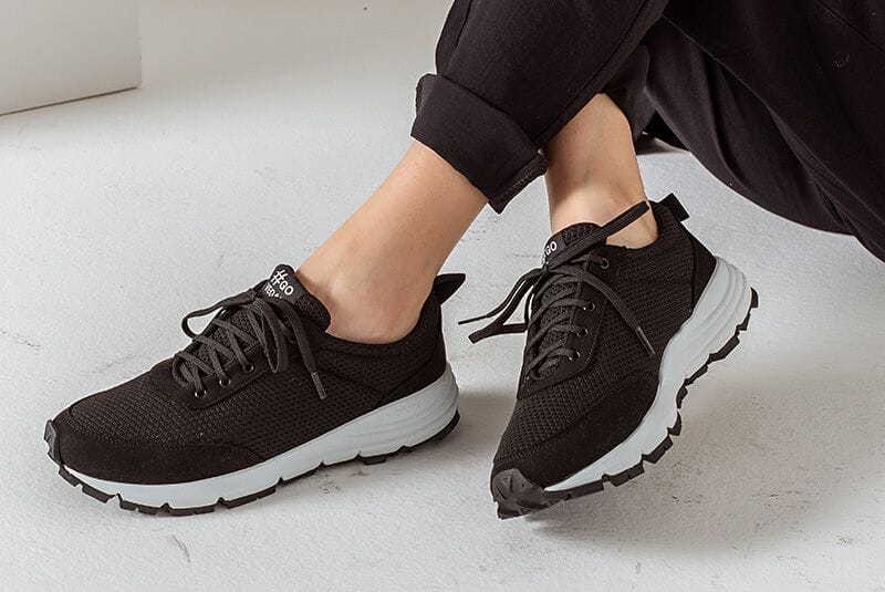 'Wave Trainer' vegan lace-up athletic sneaker by Ahimsa - black