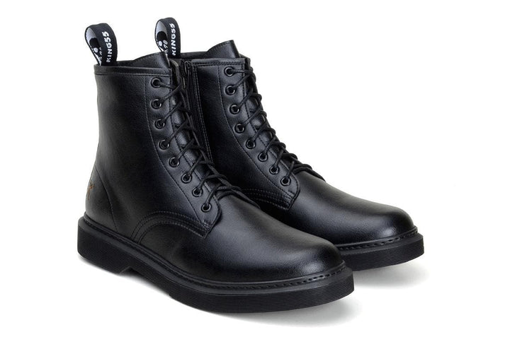 'London 2' matte black vegan lace-up boot by King55 - Vegan Style