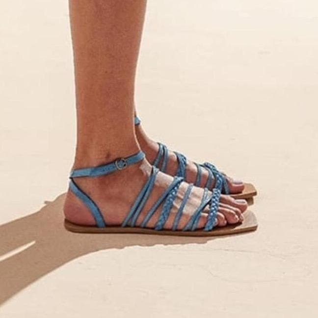 Flat vegan sandal by Arenaria - blue