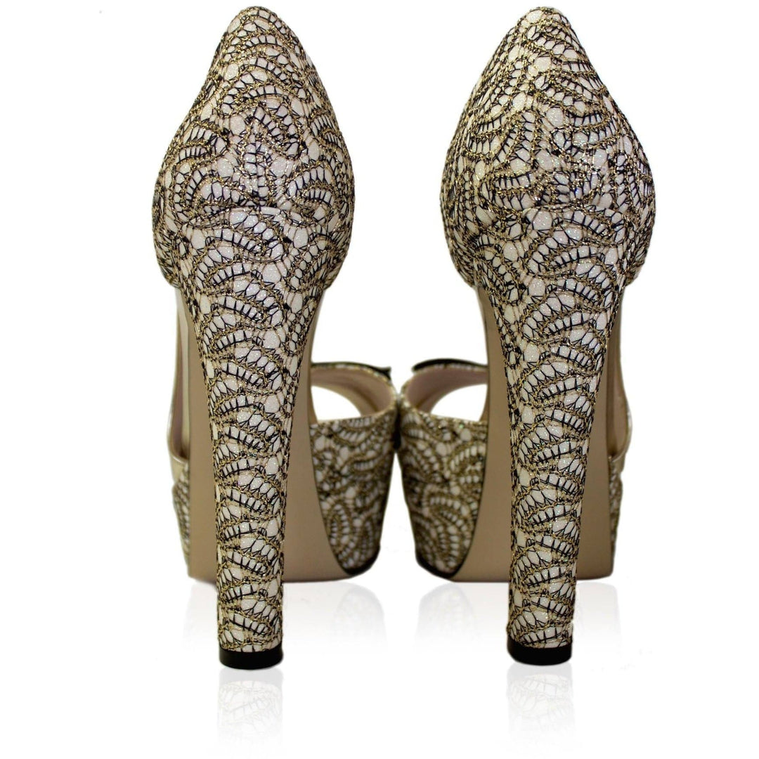 'Pina' Vegan Heels (Platinum/Lace) by Zette Shoes - Vegan Style