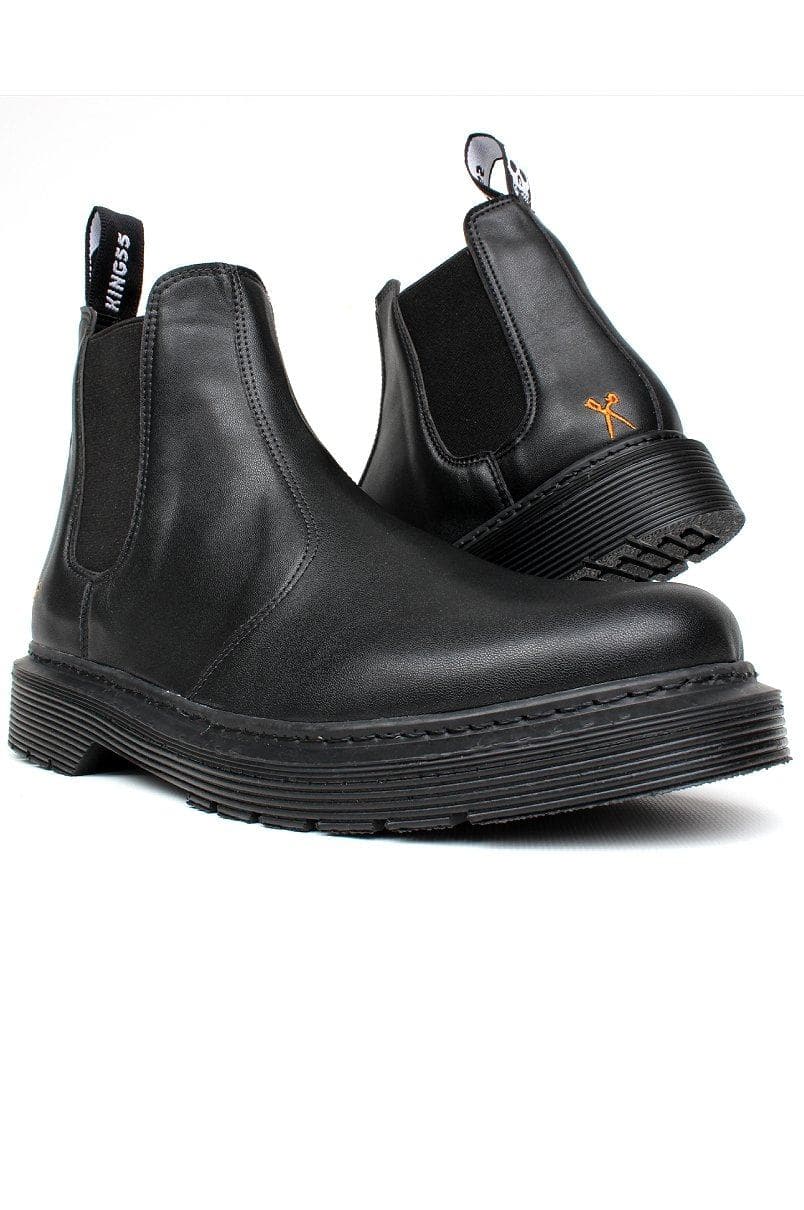 'Brick Lane' matte black vegan Chelsea boot by King55 - Vegan Style