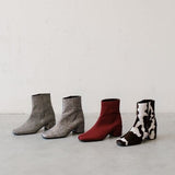 'Jacqui' vegan ankle boot by Zette Shoes - red textile