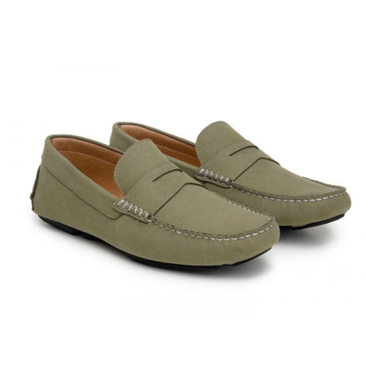 'Alassio' olive vegan men's moccasin/loafer by Vincente Verde