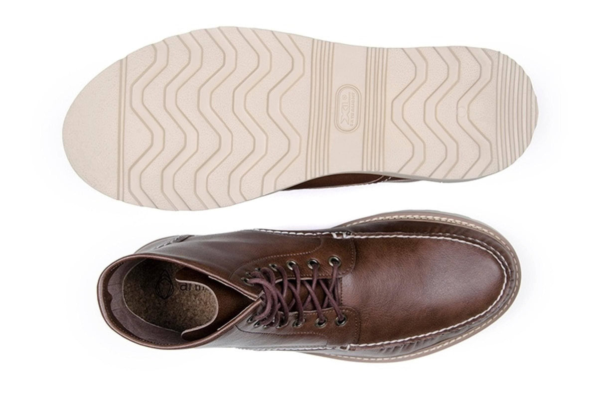 'Chris' Unisex lace-up vegan boots by Ahimsa - cognac - Vegan Style