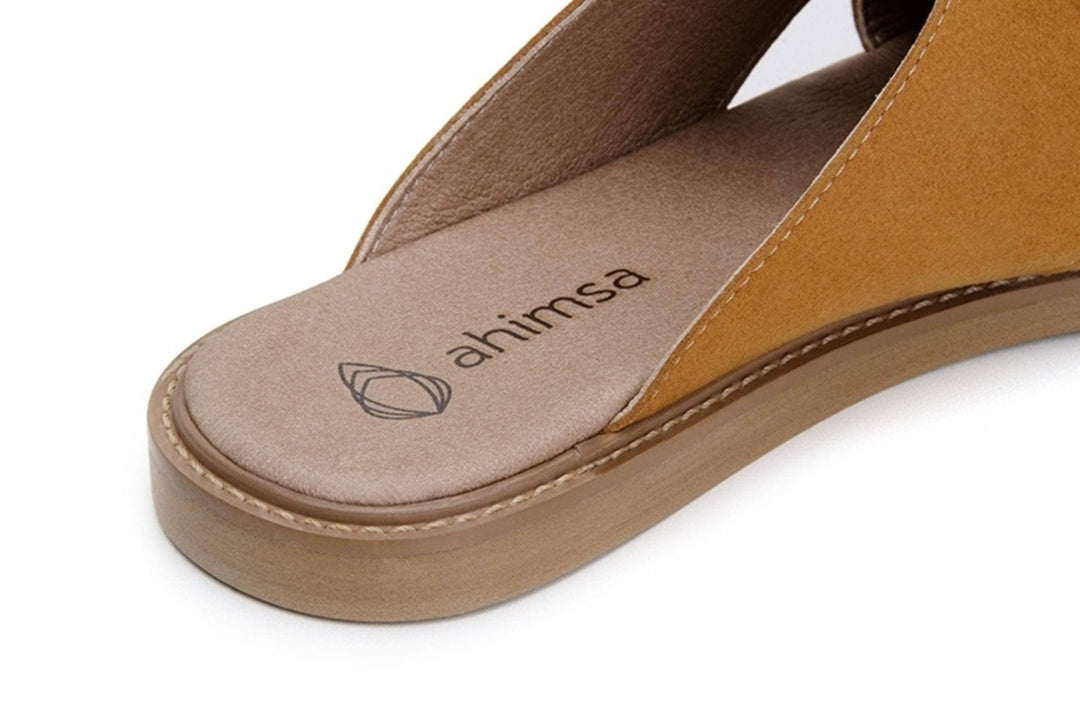 'Mia' women's vegan sandals by Ahimsa - mustard - Vegan Style