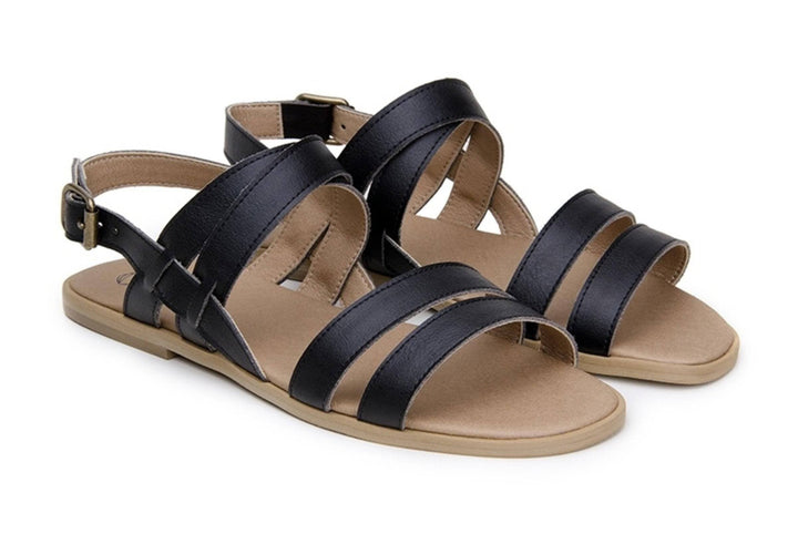 'Cristina' women's vegan sandals by Ahimsa - black - Vegan Style