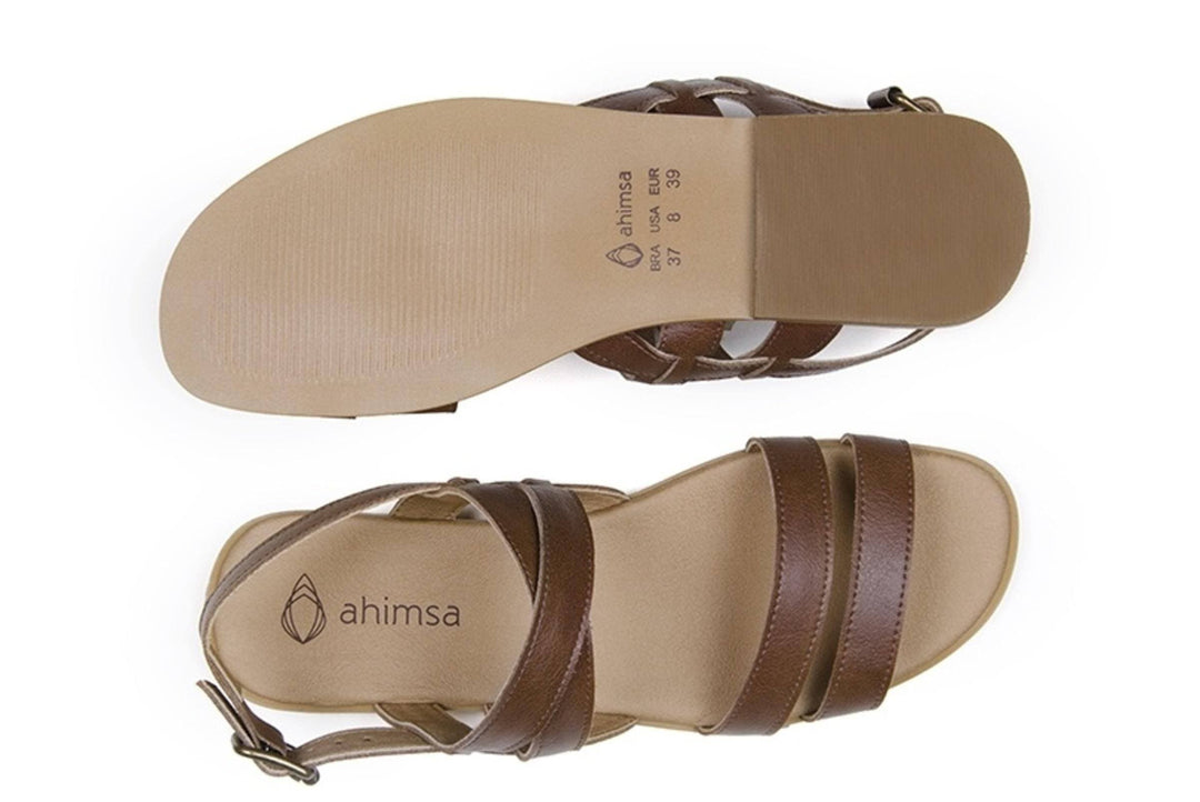 'Cristina' women's vegan sandals by Ahimsa - cognac - Vegan Style