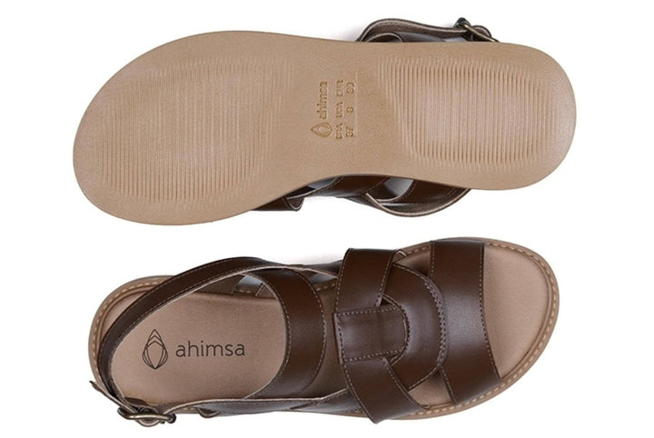 'Camila' vegan-leather sandal by Ahimsa Shoes - cognac - Vegan Style
