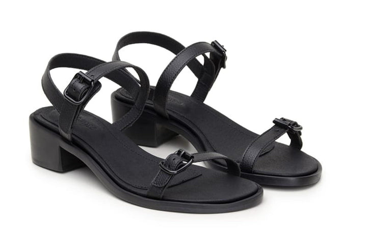 'Lucia' vegan low-heel sandal by Ahimsa - black