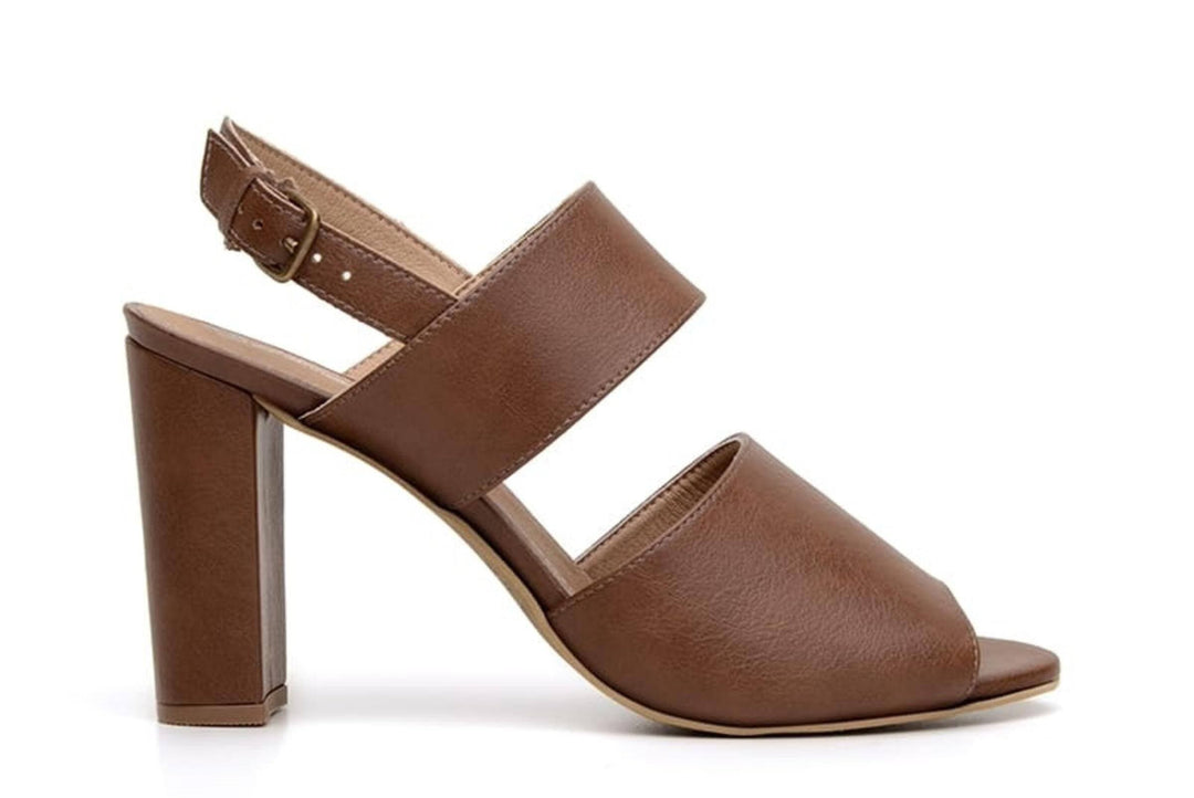 'Luciana' vegan-leather high-heel by Ahimsa Shoes - cognac