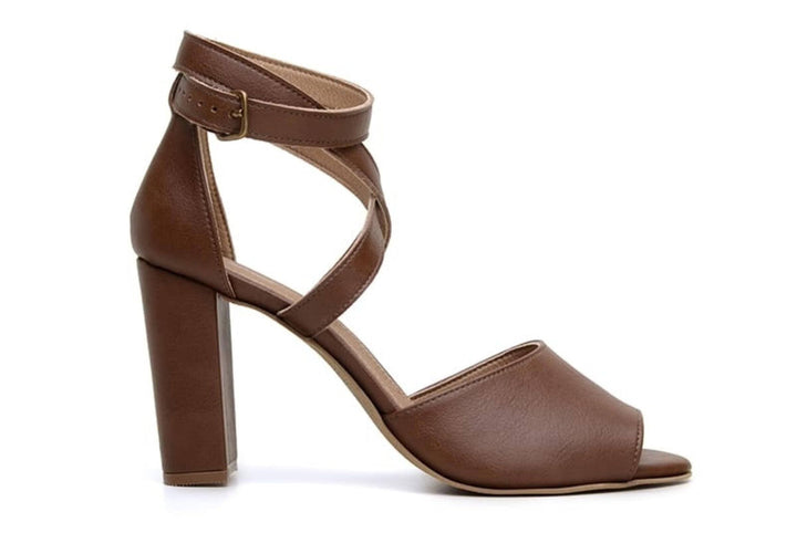 'Tatiana' vegan-leather high-heel by Ahimsa Shoes - cognac