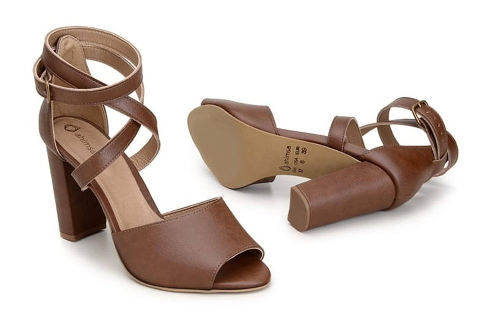 'Tatiana' vegan-leather high-heel by Ahimsa Shoes - cognac