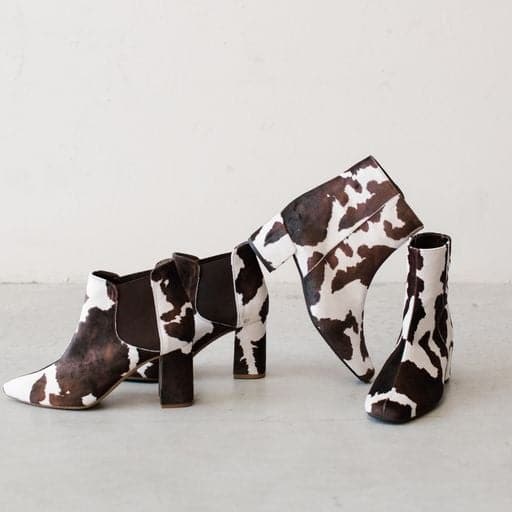'Rachel' vegan Chelsea bootie by Zette Shoes - velvet cow print