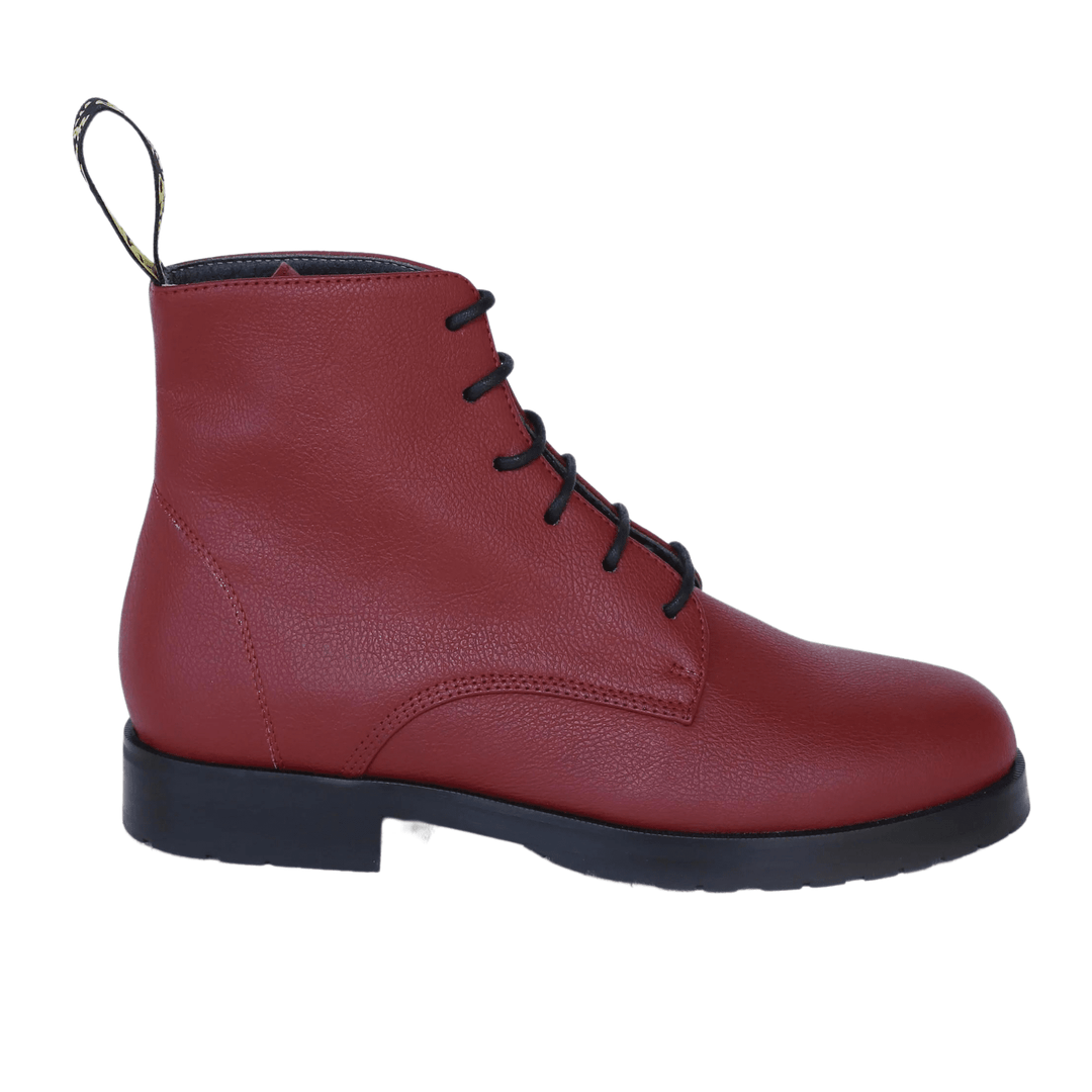 'Blaze' vegan apple-leather 🍏 lace-up boot by Good Guys Don't Wear Leather - burgundy