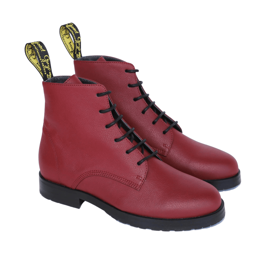 'Blaze' vegan apple-leather 🍏 lace-up boot by Good Guys Don't Wear Leather - burgundy