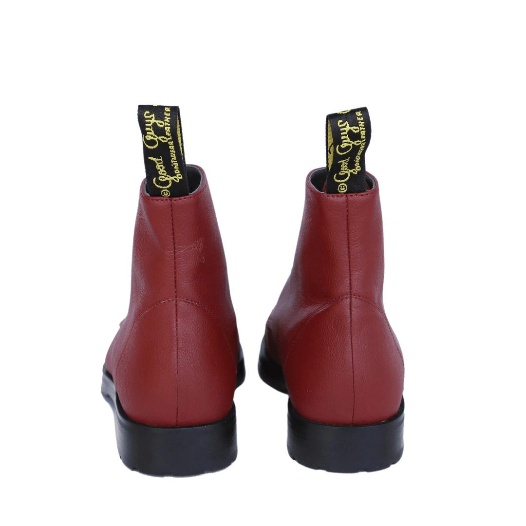 'Blaze' vegan apple-leather 🍏 lace-up boot by Good Guys Don't Wear Leather - burgundy