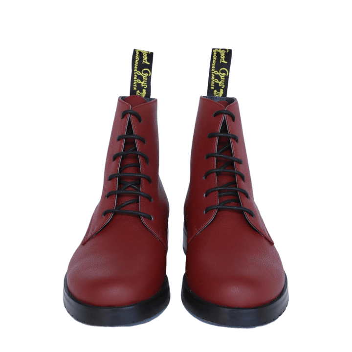'Blaze' vegan apple-leather 🍏 lace-up boot by Good Guys Don't Wear Leather - burgundy