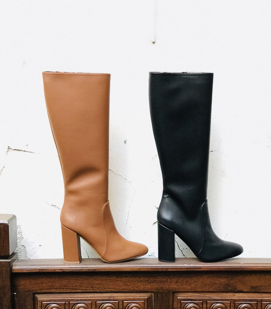 Claudia vegan heeled knee high boots