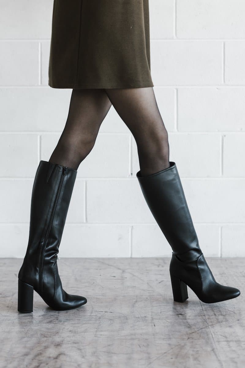Claudia women's vegan heeled knee boots. Shop ethical women's vegan leather boots from Zette Shoes Australia.