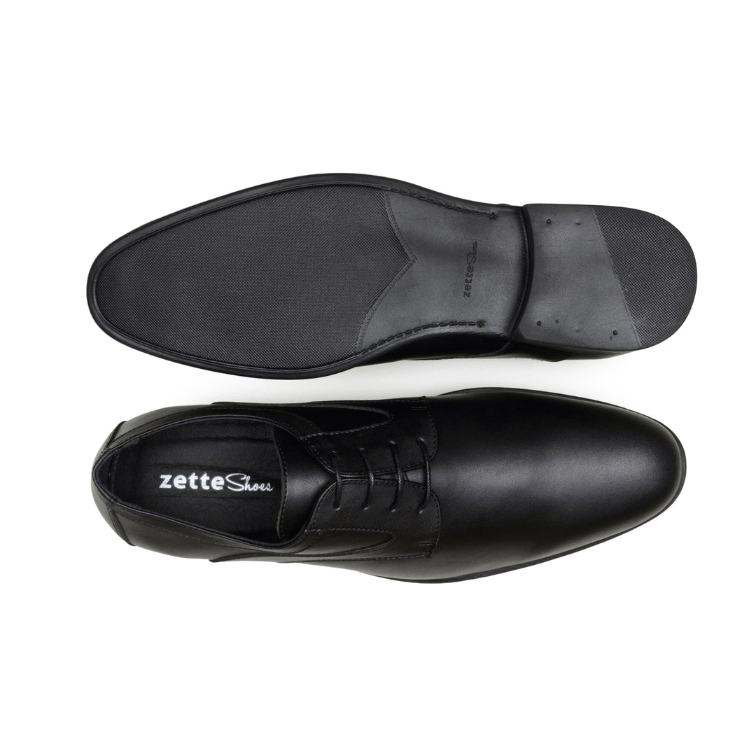 'Justin' vegan-leather black vegan men's derby by Zette Shoes - black