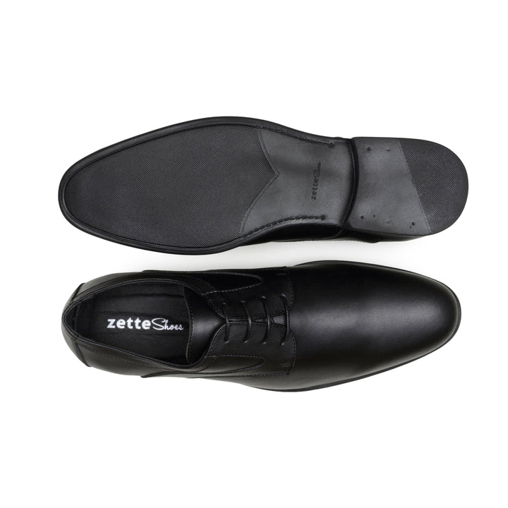 'Justin' vegan-leather black vegan men's derby by Zette Shoes - black