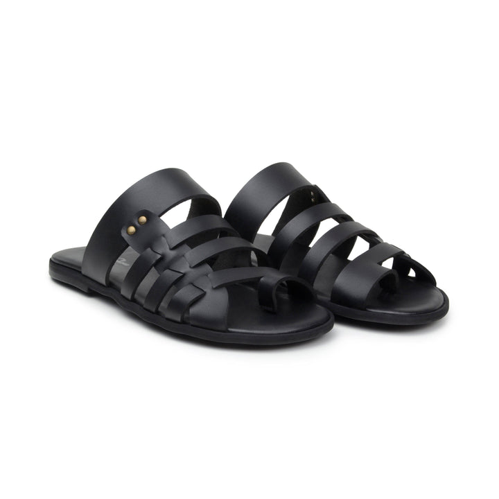 'Joel' men's sandal with vegan-leather upper by Zette Shoes - black